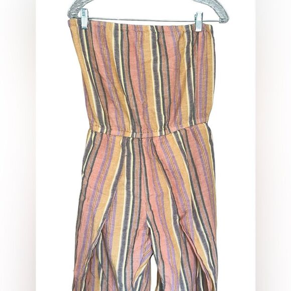 Anthropologie Drew Emerson Jumpsuit Size Medium Strapless Tulip Hem Linen Blend - Picture 6 of 11